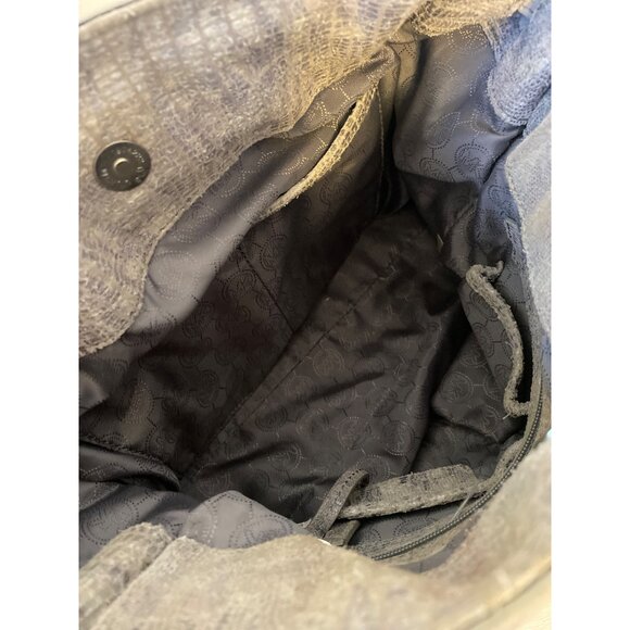 Michael Kors Distressed Gray Leather Satchel Bag W/ Chain Strap & Lock Accent - Picture 7 of 8